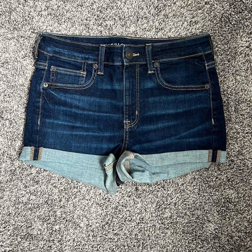 American Eagle High Rise Shortie Jean Shorts